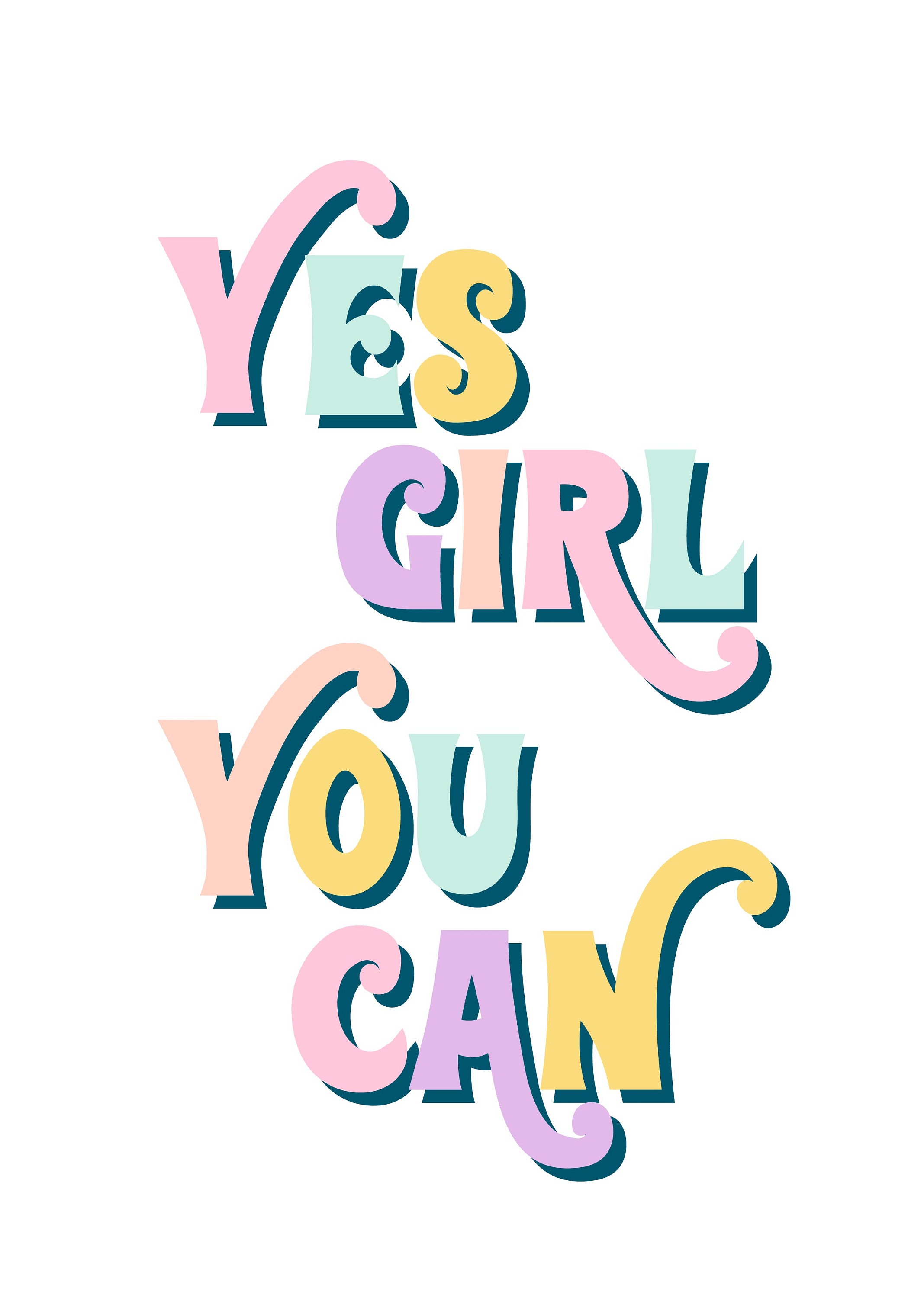 Yes Girl You Can Print Female Empowerment Poster Feminist Etsy