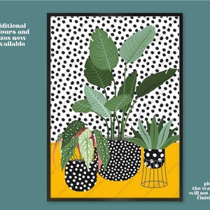House Plants Print, Plants in Spotty Vases, Cute Plants, Botanical Wall Art, Indoor Plants, Quirky Plants and Spots