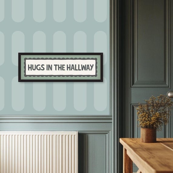 Hugs In The Hallway Print, Hugs In The Hallway Framed Print, Hugs In The Hallway Panoramic Print, Hallway Prints Cottage Core Style