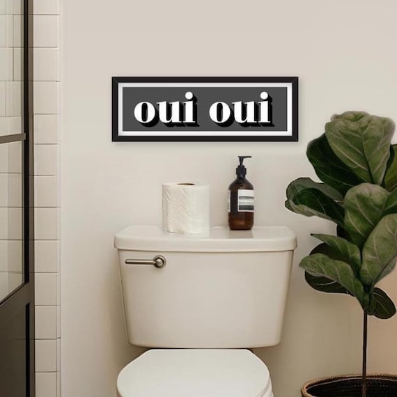Oui Oui Print, Framed Oui Print, Oui Oui Sign Print, French Typography Prints, French Slogans, Bathroom Prints, Prints for the Loo