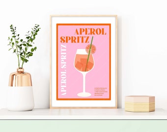 Aperol Spritz Cocktail Print, Cocktail Print, Cocktails Wall Art, Wall Decor Cocktails, Bar Prints