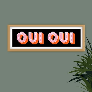 Impresión panorámica Oui Oui, Impresión Oui Oui, Impresión panorámica Oui Oui, Impresión de baño Oui Oui, Signo Oui Oui, Impresiones para el baño Black