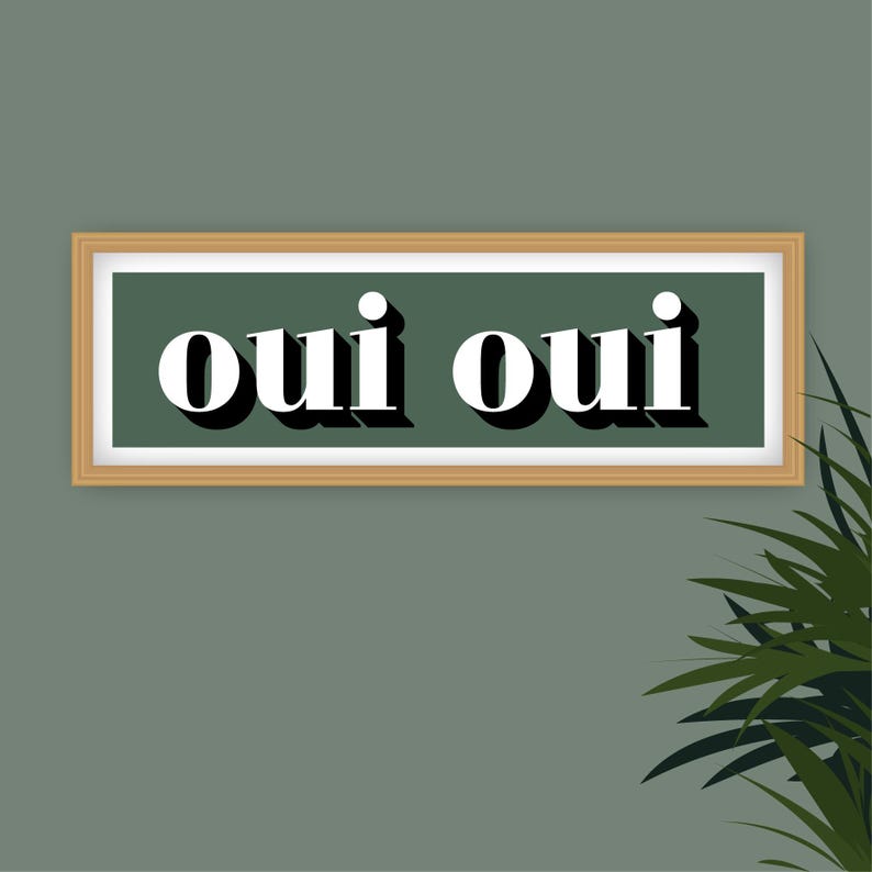 Oui Oui Druck, Gerahmter Oui Druck, Oui Oui Zeichen Druck, Französische Typografie Drucke, Französische Slogans, Badezimmer Drucke, Drucke für das Klo Bild 8