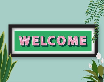 Welcome Print, Framed Welcome Print, Welcome Panoramic Print, Welcome Sign, Hallway Decor, Hallway Prints