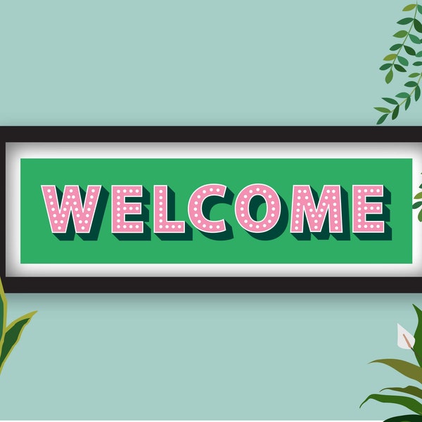 Welcome Framed Print, Welcome Print, Welcome Panoramic Print, Welcome Sign, Hallway Decor, Hallway Prints, Welcome Picture