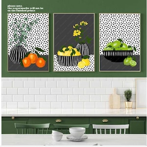 Fruits Print Set, Kitchen Prints Set of 3, Oranges and Lemons Prints, Kitchen Prints, Fruit Posters, Citrus Fruit Prints, Kitchen Decor