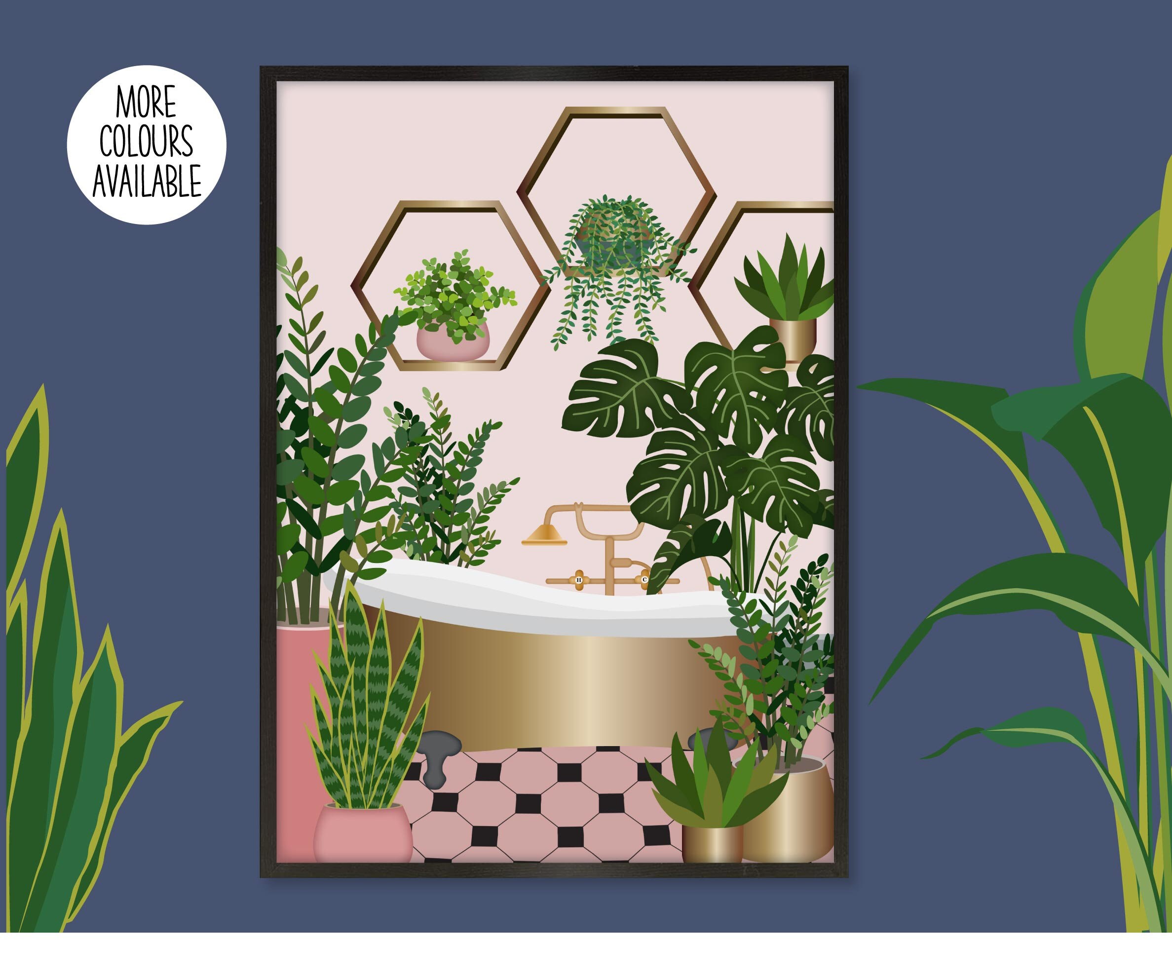 Bathroom Plants Print Bathroom Botanical Plants Roll Top Etsy