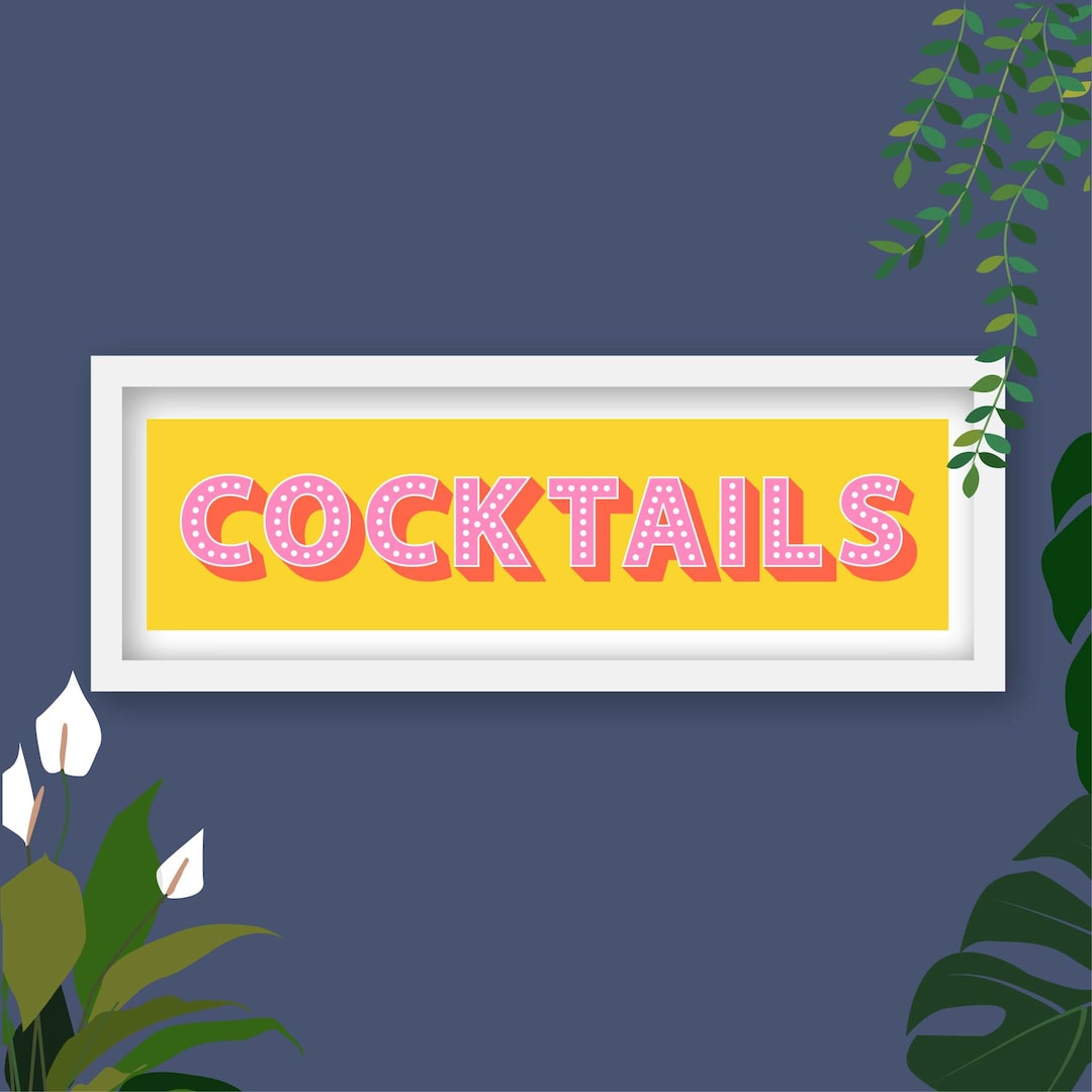 Framed Cocktail Print, Cocktail Print Framed, Cocktails Wall Art ...