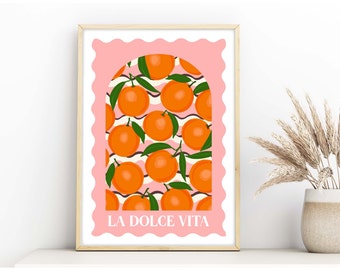La Dolce Vita Oranges Poster, Oranges Poster, Italian Iinspired Oranges Print, Fruit Market Poster