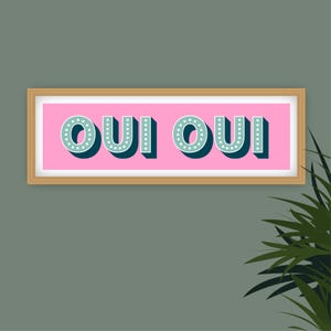 Impresión panorámica Oui Oui, Impresión Oui Oui, Impresión panorámica Oui Oui, Impresión de baño Oui Oui, Signo Oui Oui, Impresiones para el baño Pink