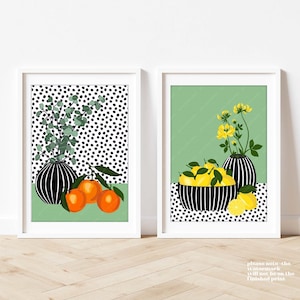 Citrus Fruit Prints Set, Kitchen Prints Set, Fruit Prints, Fruit Prints, Oranges and Lemons Print, Fruit Pictures