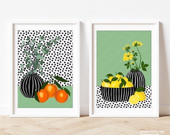 Citrus Fruit Prints Set, Kitchen Prints Set, Fruit Prints, Fruit Prints, Oranges and Lemons Print, Fruit Pictures