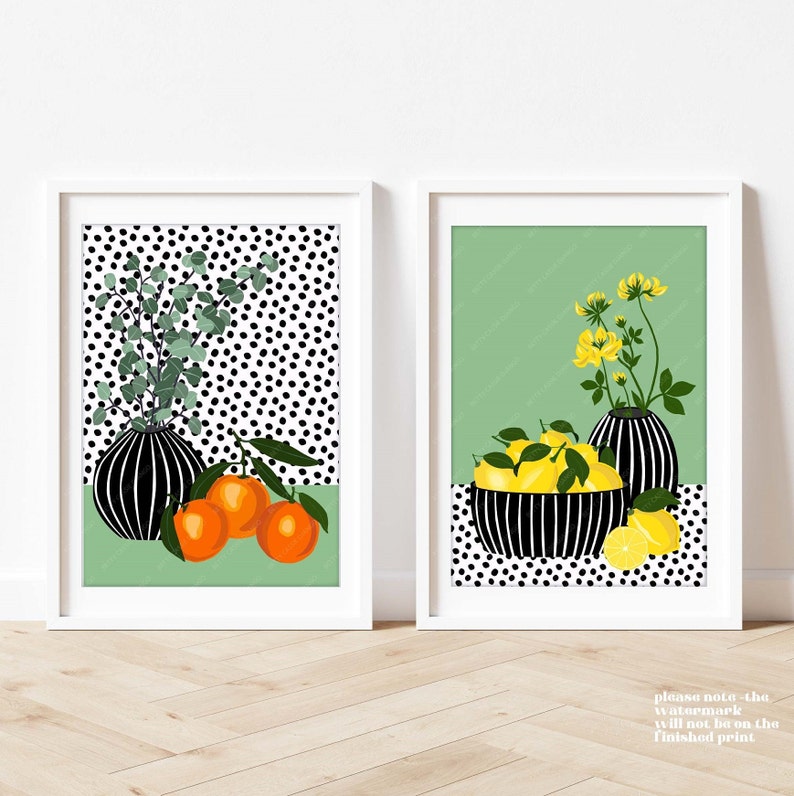 Citrus Fruit Prints Set Kitchen Prints Set Fruit Prints Etsy