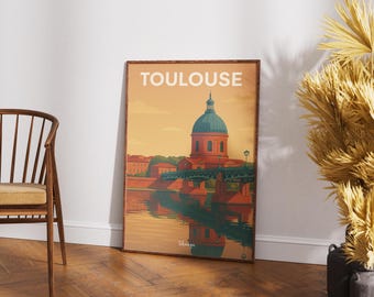 Poster d'art - Ville de Toulouse | Affiche Toulouse - La Grave | Impression ville, impression d'art, décoration de bureau, cadeau.