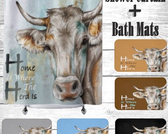 Herd of Cattle Shower Curtain Bathroom Decor Fabric Bath Curtain 71/"