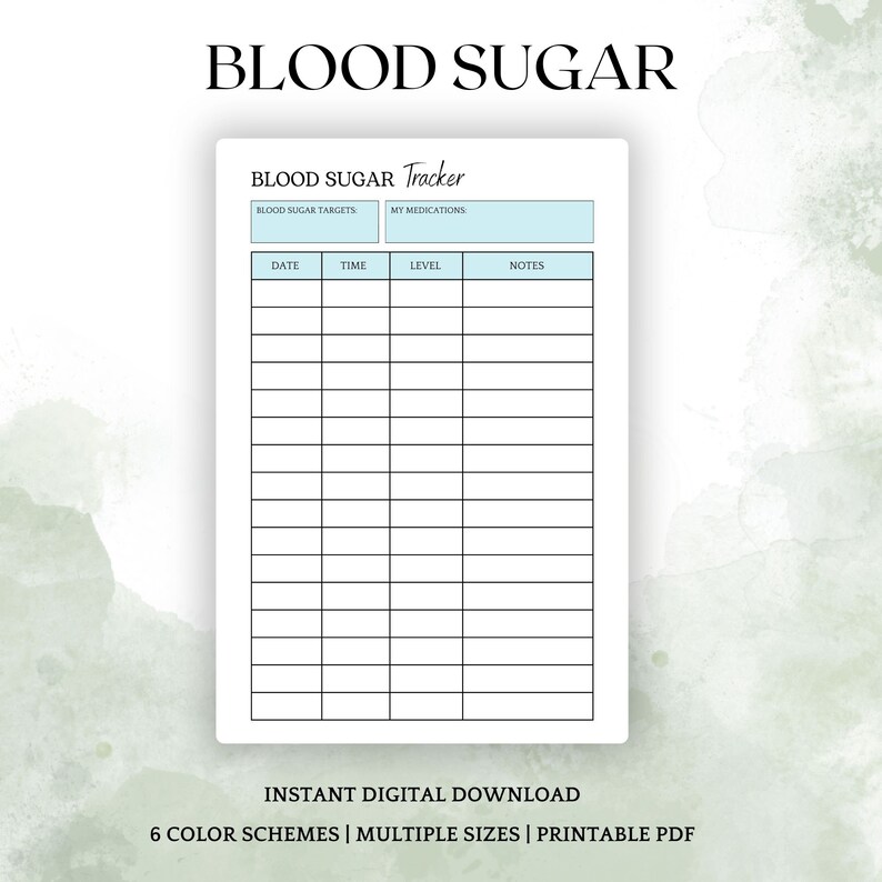 Blood Sugar Log Printable Blood Sugar Reading Tracker Blood Glucose Blood Sugar Log Printable Blood Sugar Reading Tracker Blood Glucose