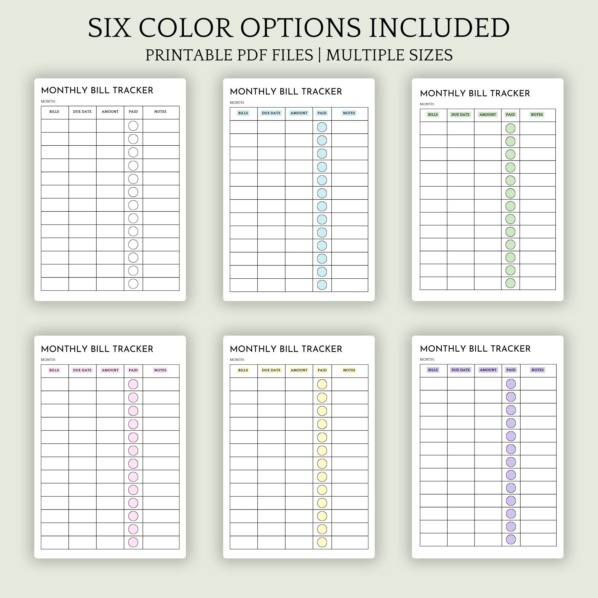 Monthly Bill Tracker Printable | Bill Payment Tracker | Bill Pay ...