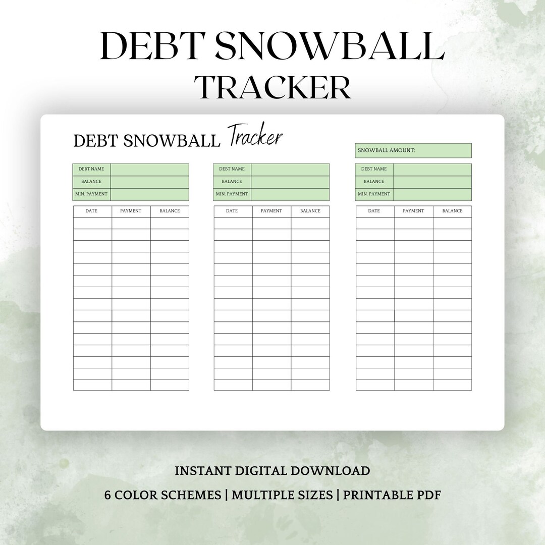 Debt Payment Tracker Printable, Snowball Debt Tracker Printable, Debt ...