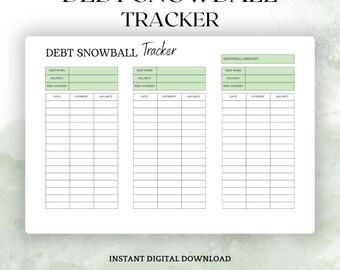 Debt Payment Tracker Printable, Snowball Debt Tracker Printable, Debt Tracker Printable, Debt Snowball Tracker, Debt Progress Tracker, PDF