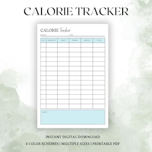 Calorie Tracker, Monthly Calorie Tracker Printable, Low Calorie Diet Tracker, Calorie Journal, Diet Diary, Daily Food Journal, A4 A5 PDF
