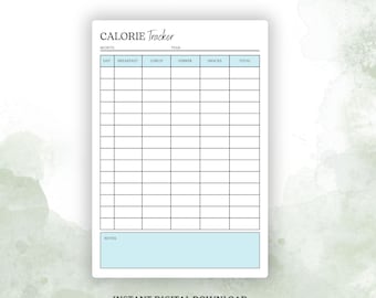 Rastreador de calorías, Rastreador de calorías mensual imprimible, Rastreador de dieta baja en calorías, Diario de calorías, Diario de dieta, Diario de alimentos, A4 A5 PDF