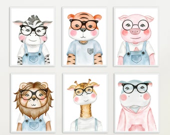 On The Wall Cute Animal Faces Photo Prop Party Glasses Pack 6