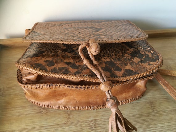 Snakeskin  Shoulder bag  Light Brown Handmade in … - image 5