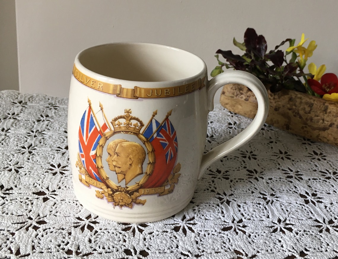 King V and Queen Mary Silver Jubilee Ceramic Mug Etsy