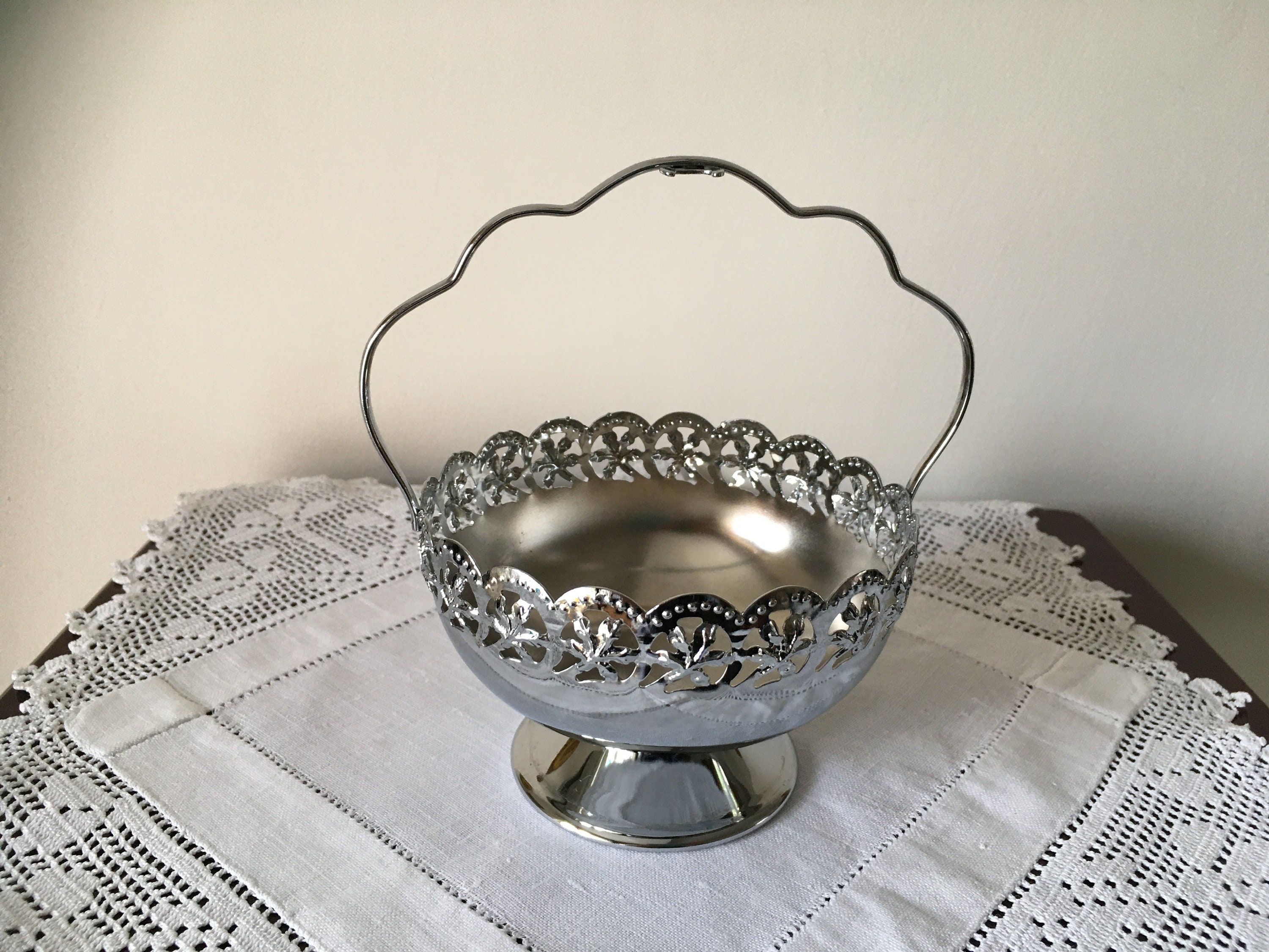Glass Sugar Bowl and Spoon With Chrome Plate Holder Etsy Nederland