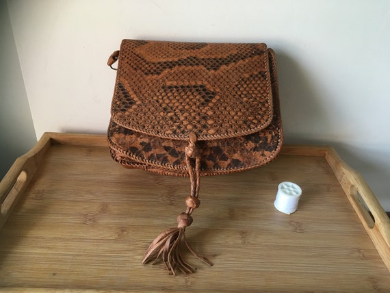 Snakeskin  Shoulder bag  Light Brown Handmade in … - image 1