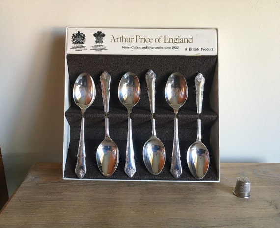 Arthur Price 6 Teaspoons EPNS Silver Plate Ritz Design in Original