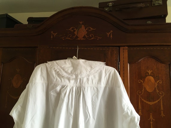 White Linen Victorian/ Edwardian Long Sleeved Nig… - image 6