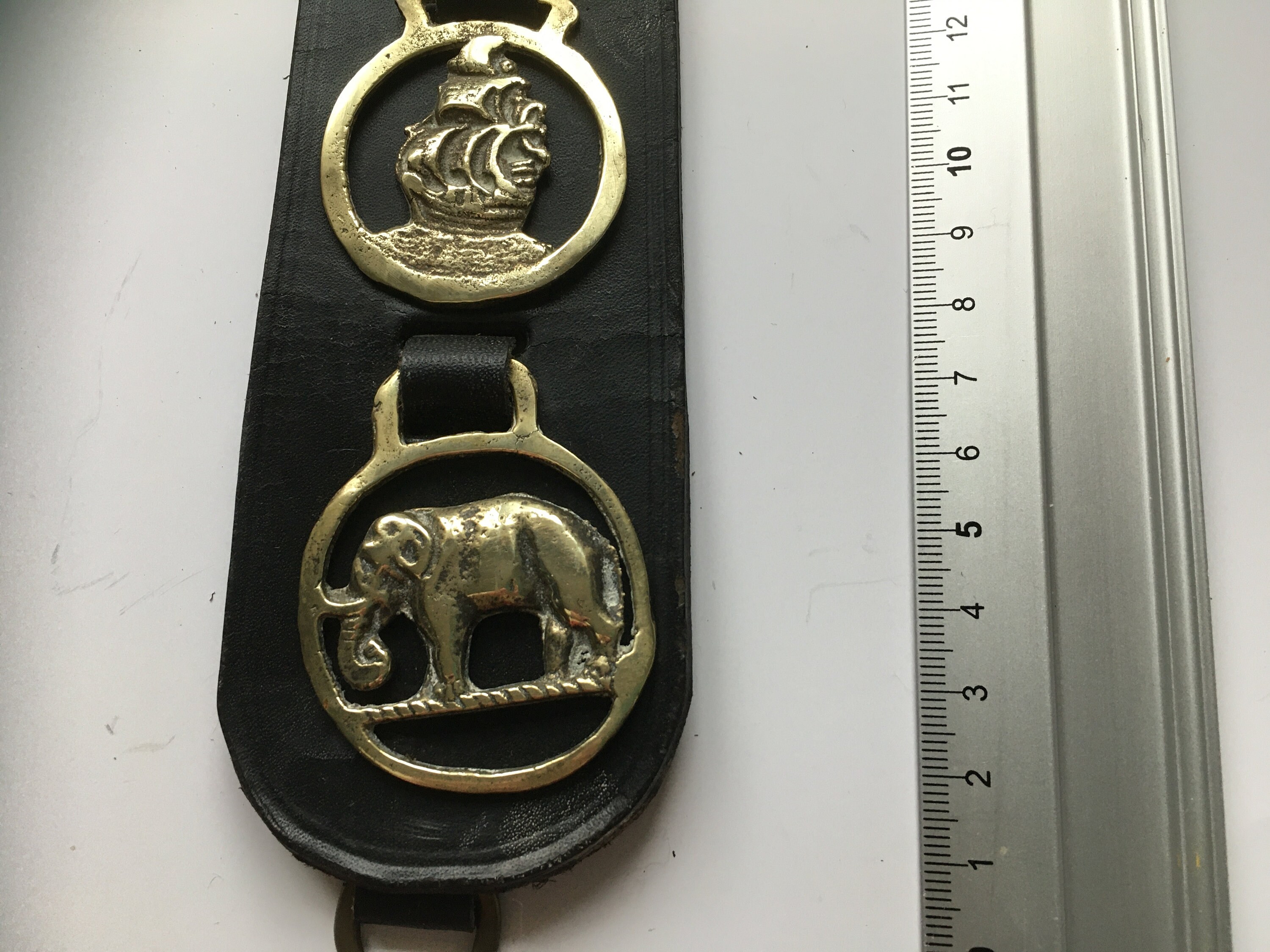 3 Miniature horse brasses on Black Leather Martingale Etsy
