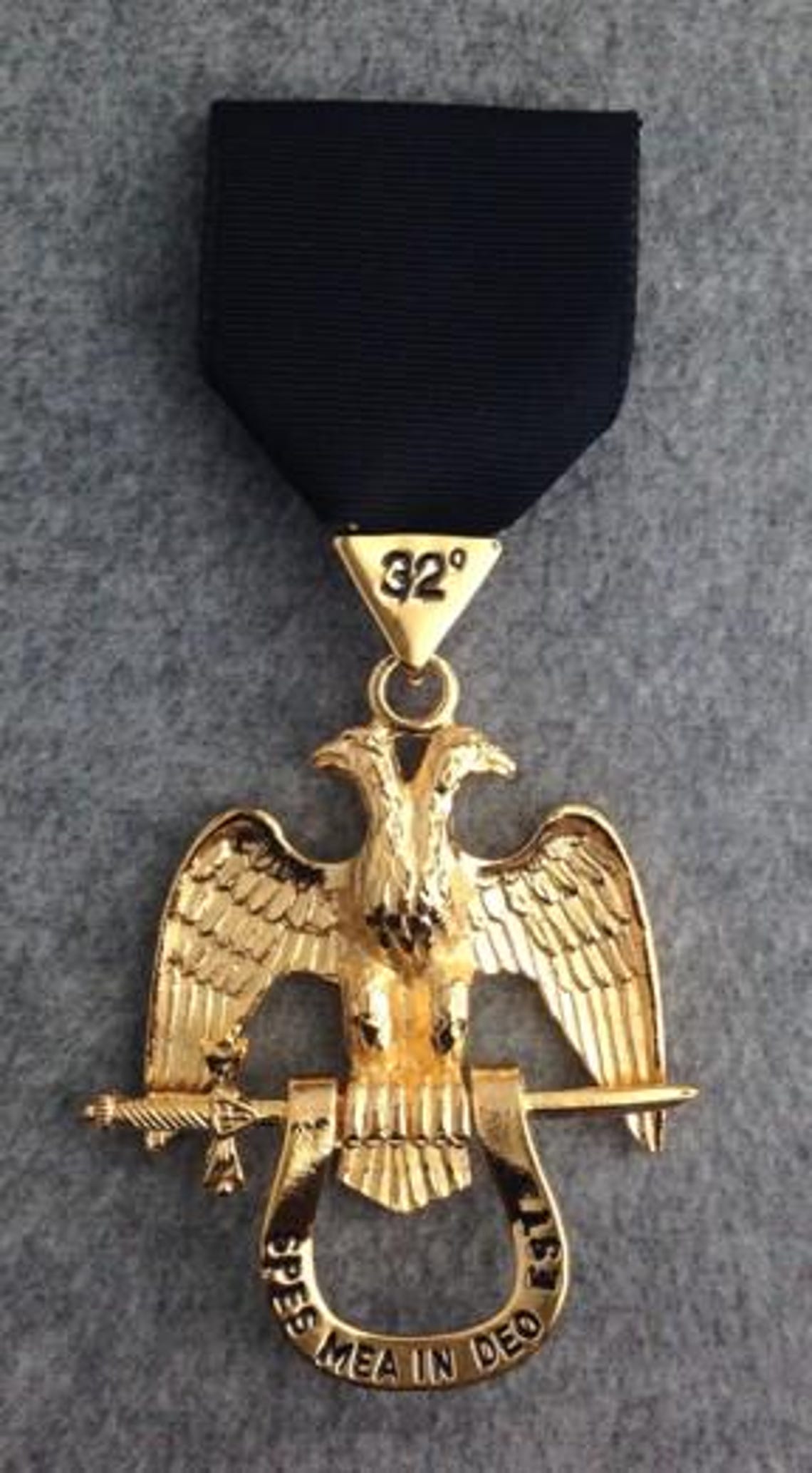 Scottish Rite Ribbon Scottish Rite 32nd Degree Jewel - Wings Down (black Ribbon) - Etsy