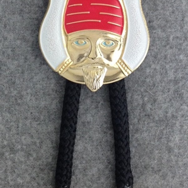 Masonic Grotto Prophet Bolo Tie with Red Enamel