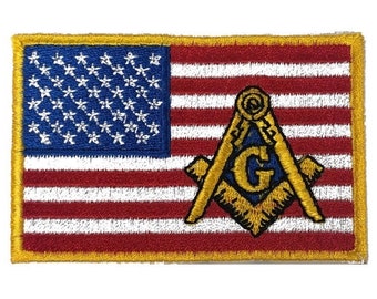 Keychain keyring embroidered embroidery patch double sided flag masonic usa