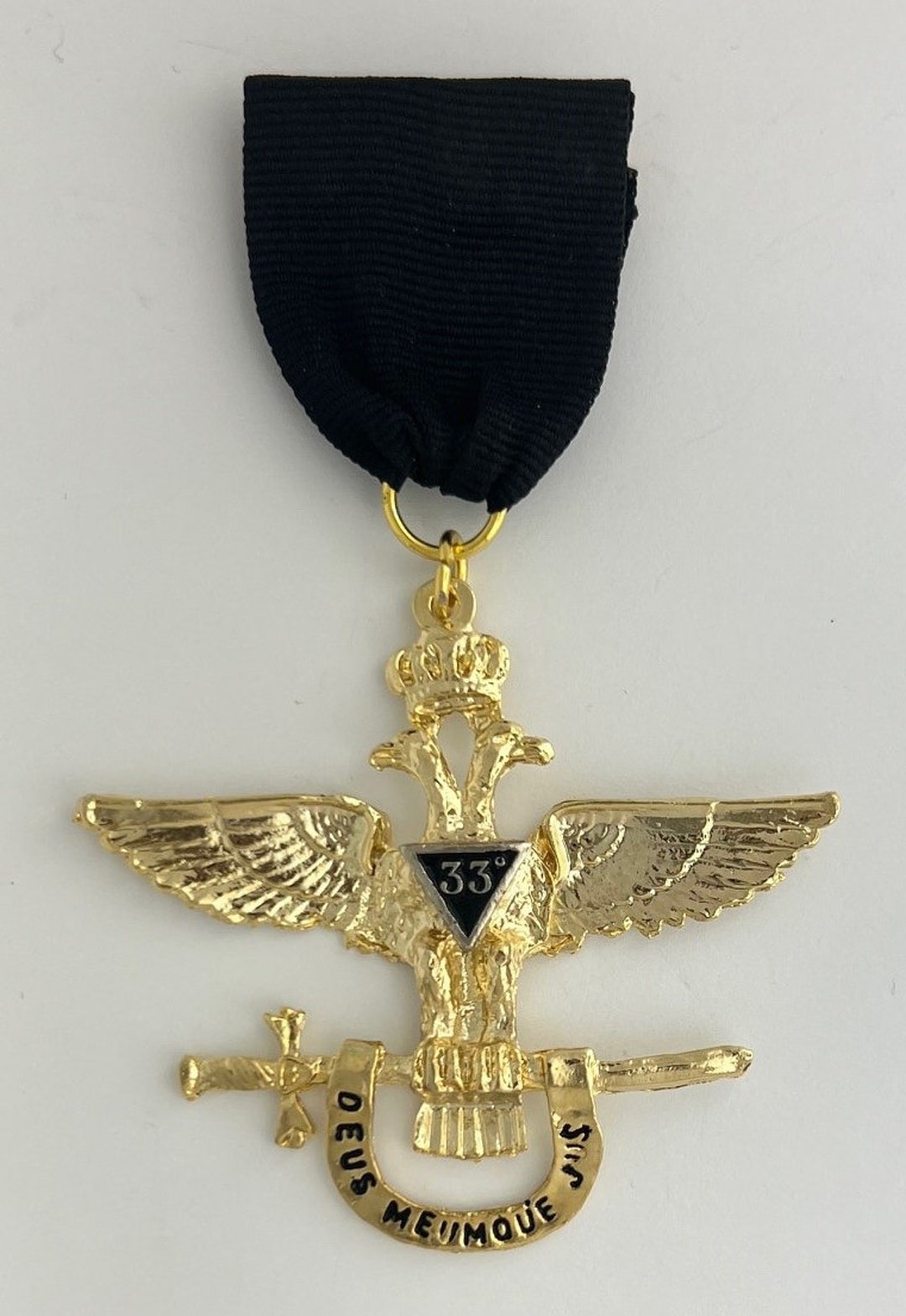 Scottish Rite 33rd Degree Jewel - Wings Out (black Ribbon) - Etsy