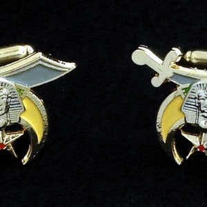 Shriner Cuff Link Set in Gold with Soft Enamel