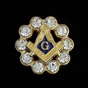 Masonic Square & Compasses with Crystals Lapel Pin