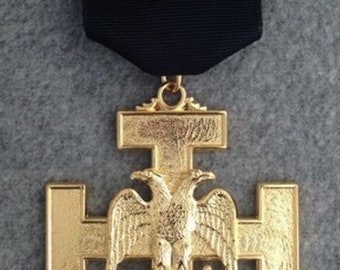 Scottish Rite 32nd Degree Juwel - Flügel nach unten (schwarzes Band)