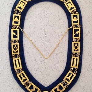 Masonic Kettenkragen mit Gold-Finish und blauer Rückseite