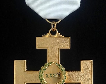 32nd Degree Jewel - Cross with White Ribbon