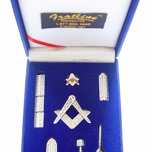 Masonic Mini Working Tool Gift Set with Lapel Pin (Antique Silver)