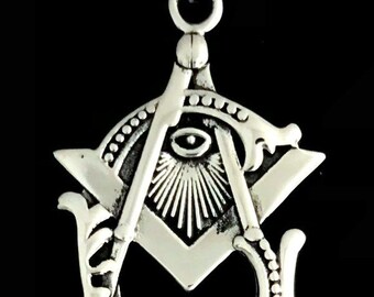 Masonic Vintage Emblem Pendant in Stainless Steel (Rhodium Plated)