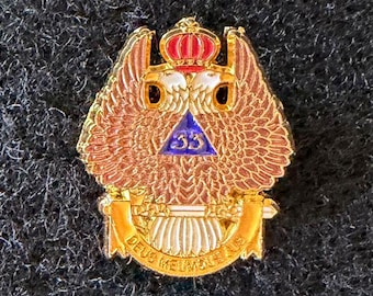 Scottish Rite 33rd Degree Eagle Lapel Pin - Wings Up