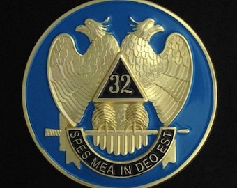 Emblema para automóvil del grado 32 del Rito Escocés (azul claro)