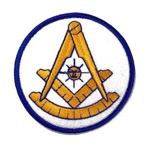 Masonic Past Master Embroidered Patch - White with Square (3&quot;)