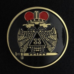 33rd Degree Scottish Rite Wings Down (Black) Car Auto Emblem