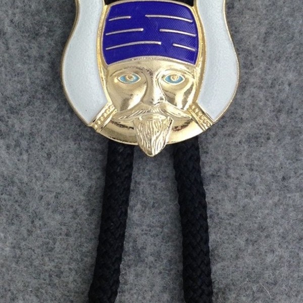 Masonic Grotto Past Monarch Bolo Tie with Purple Enamel