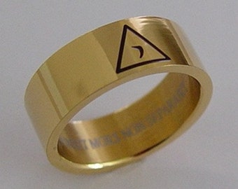 Bague 14e degré de rite écossais en acier inoxydable superposée en or